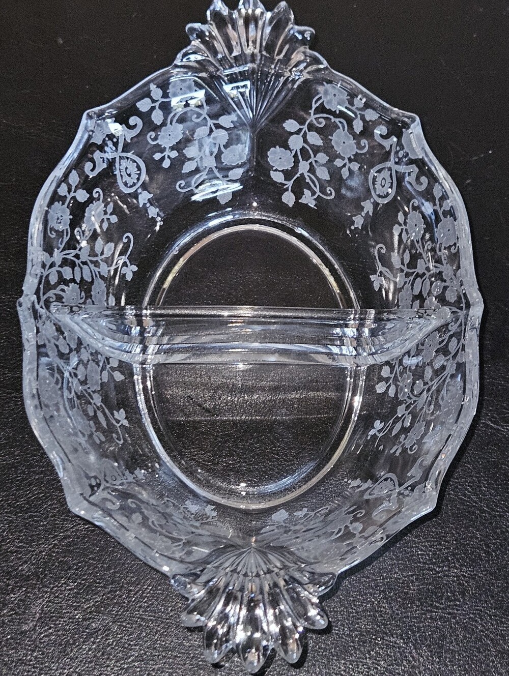 Vintage Fostoria Shirley Etched Glass Divided Relish Dish